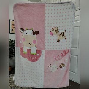Osaka Pink Polka Dot Blanket Plush Cow Bird Animal Toddler Girl Mink Throw